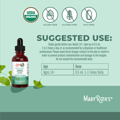 Maryruth's Organics Ginkgo Leaf Liquid Drops 60 Servings