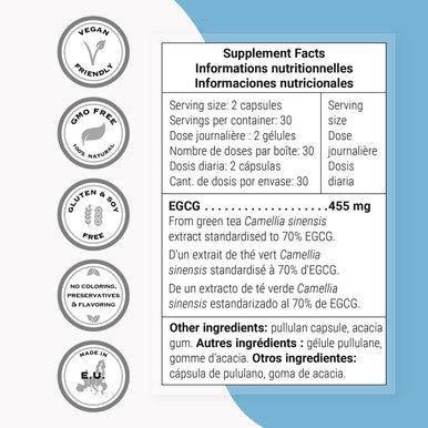 Supersmart Sunphenon EGCg 480 mg Per Day Extract of Green Tea 20 Times Stronger Than Vitamin E Antioxidant Brain Supplement NonGMO Gluten Free 60 Vegetarian Capsules