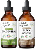 Wild & Organic Goldenseal Tincture 4 Fl Oz & Black Walnut Tincture 4 Fl Oz