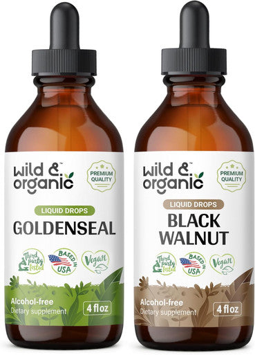 Wild & Organic Goldenseal Tincture 4 Fl Oz & Black Walnut Tincture 4 Fl Oz