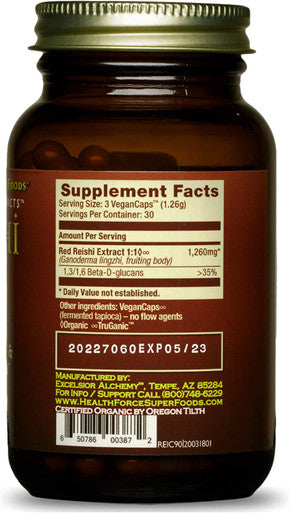 HealthForce SuperFoods Integrity Extracts Reishi - 90 VeganCaps - Stress Adaptation, Immune Support, Vitality - Certified Organic, Vegan, Kosher, Gluten Free