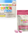 Miracle Moo Colostrum Unflavored 60 Serving + Strawberry Chews 60 Serving (120 Total Servings) Bovine Colostrum Supplement
