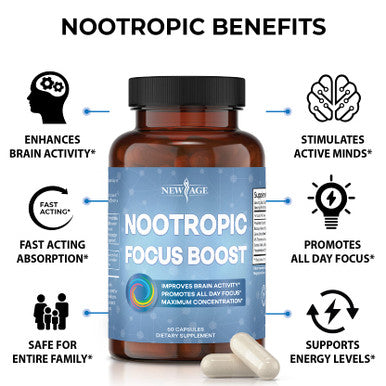Nootropic Capsules by New Age-Brain Supplement Nootropics Booster -Enhance Focus -Boost Concentration-Improve Memory & Clarity for Men & Women ÃƒÂ¢Ã¢â€šÂ¬Ã¢â‚¬Å“with Bacopa Monnieri & Gingko Bilboa-120 Count ÃƒÂ¢Ã¢â€šÂ¬Ã¢â‚¬Å“2 Pack