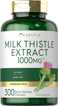 Carlyle Milk Thistle 1000mg | 300 Capsules | Non-GMO Gluten Extract