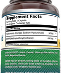 Amazing Nutrition Formulas Hyaluronic Acid & MSM Supplement | 500 Mg Per Serving | 120 Capsules | Non-GMO | Gluten | Made in USA