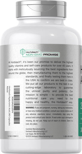 Horbaach Hyaluronic Acid Capsules 240 Count 250 Mg