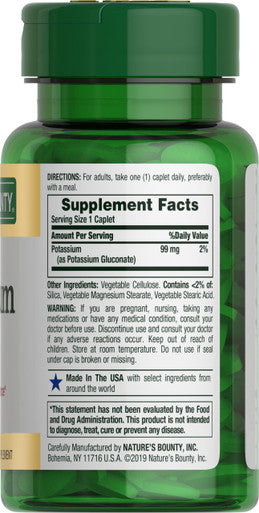Natures Bounty Potassium Dietary Supplement 99 Mg 100 Caplets