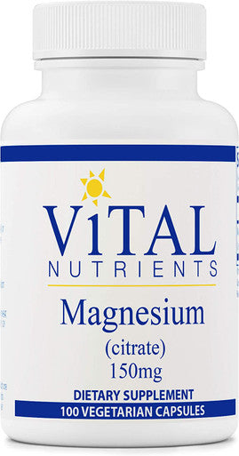 Vital Nutrients Magnesium Citrate Magnesium for Enhanced Absorption Gluten Free Vegan Formula 100 Vegetarian Capsules per Bottle 150 mg