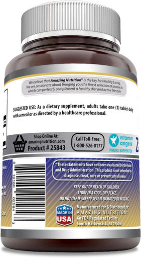 Amazing Nutrition Formulas Zinc Gluconate 50mg 250 Tablets Supplement | Non-GMO | Gluten | Made in USA