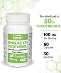 Supersmart Annatto Tocotrienols 100 mg Per Day Antioxidant Supplement Regulate Fat in The Blood Natural Active Form of Vitamin E NonGMO Gluten Free 60 softgels