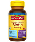 Nature Made Maximum Strength Biotin 5000 Mcg Dietary Supplement May Help Support Healthy Hair Skin & Nails 120 Softgels