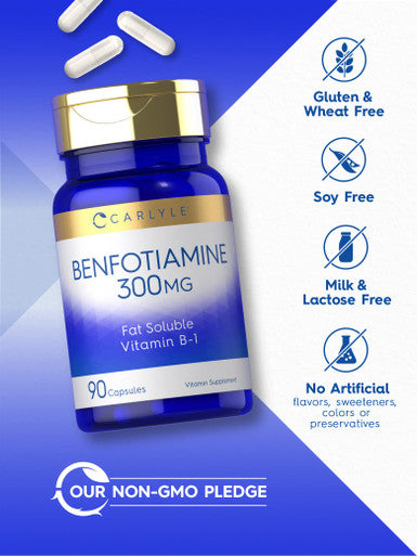 Carlyle Benfotiamine 300Mg | 90 Capsules | Fat Soluble Vitamin B-1 | Non-Gmo, Gluten Free