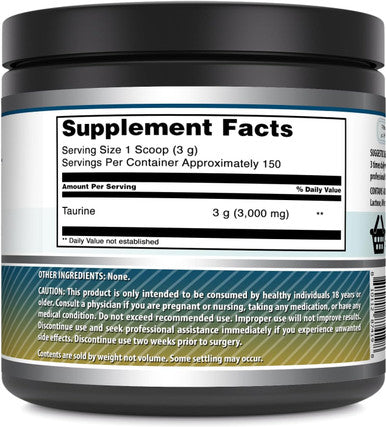 Amazing Nutrition Formulas Taurine Powder Supplement | Non-GMO | Gluten | Made in USA (1 Lb | 454 Grams)