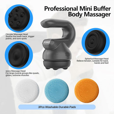Hyako Handheld Professional Mini Orbital Buffer Relief Massager Adjustable Multi Speed Vibration Deep Tissue Body Chiropractic Massager For Neck Shoulder Leg Back Muscle Pain Relief Massage Therapy
