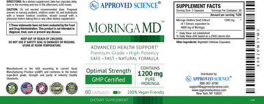 Approved ScienceMoringaMD 100 Pure Moringa Oleifera 1200mg Support Weight Boost Energy Balance Mood 60 Capsules NonGMO Made in USA Vegan Friendly Third Party Tested