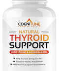 Cognitune Thyroid Support Complex Supplement - Thyroid Support for Women and Men - Boost Energy Focus Metabolism - Iodine Supplements for Thyroid + B12 Selenium Zinc Copper Ashwagandha L-Tyrosine & More