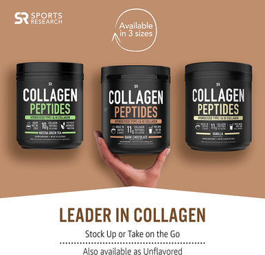 Sports Research Collagen Powder Supplement Vital for Healthy Joints Bones Nails Hydrolyzed Protein Peptides Great Keto Friendly Nutrition for Men Women Chocolate 22.72 Oz