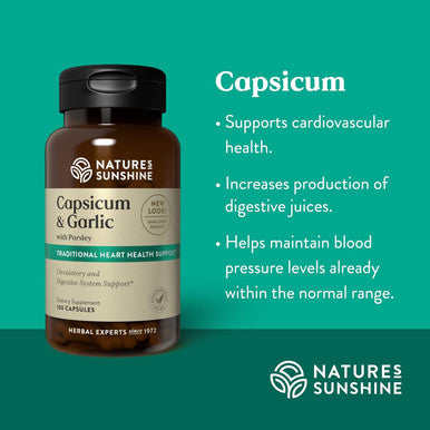 Nature'S Sunshine Capsicum & Garlic w/Parsley 100 Capsules | Helps Support Digestion Immunity Circulation and Glandular Health