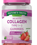 Nature's Truth Beauty Collagen Gummies | 60 Count Type 1 and 3 | Natural Strawberry Flavor | Non-GMO, Gluten Collagen Peptide Supplement