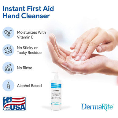 GelRite Instant Hand Sanitizer Gel 4 Ounce Travel Size 24 Pack Case Bulk Supply Rinse Free Waterless Vitamin E Enriched Moisturizing Formula Alcohol Based No Sticky Residue Kills 99 of Germs