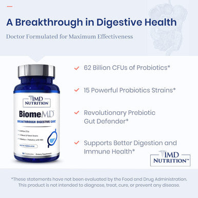 1MD Nutrition BiomeMD Probiotics 62 Billion CFUs 15 30 Capsules
