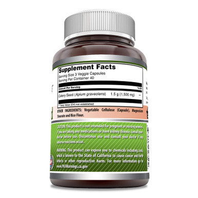 Amazing Formulas Celery Seed Extract Supplement | 1500 Mg Per Serving | 120 Veggie Capsules | Non-Gmo | Gluten-Free | Made In Usa