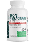 Bronson Iron Bisglycinate 25 Mg Gentle On The Stomach, Supports Energy & Healthy Red Blood Cell Production - Non-Constipating Formula - Non Gmo, 180 Vegetarian Capsules