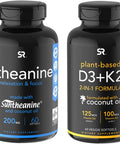 Sports Research Vitamin D3K2 5000iu 100mcg 60ct LTheanine 200mg 60ct Bundle