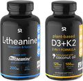 Sports Research Vitamin D3K2 5000iu 100mcg 60ct LTheanine 200mg 60ct Bundle