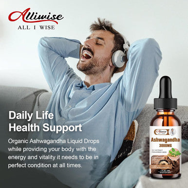 Alliwise 2 Pack Ashwagandha Supplement Liquid Drops 3000Mg With Vitamind3,Fenugreek Seeds,Magnesium For Men &Women. Ashwagandha Root Extract Supplement For Immune Support.
