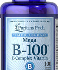Puritans Pride Vitamin B100 Complex Timed Release 100 Caplets 100 Count (2812)