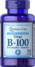 Puritans Pride Vitamin B100 Complex Timed Release 100 Caplets 100 Count (2812)