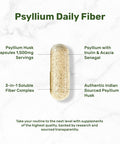 Deal Supplement Psyllium Husk 1500mg Per Serving 300 Capsules 3 in 1 Fiber Supplement with Inulin & Acacia Complex Natural Soluble Fiber Supports Digestive Health Plant Based Non-GMO