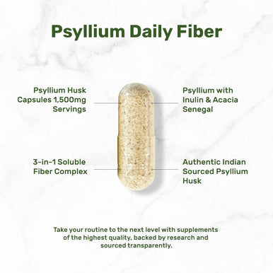 Deal Supplement Psyllium Husk 1500mg Per Serving 300 Capsules 3 in 1 Fiber Supplement with Inulin & Acacia Complex Natural Soluble Fiber Supports Digestive Health Plant Based Non-GMO