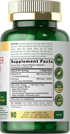 Carlyle Apple Cider Vinegar Complex Capsules | 120 Pills | with Cayenne and Ginger | Non-GMO & Gluten Supplement