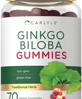 Carlyle Ginkgo Biloba 300Mg | 70 Gummies | 45:1 Leaf Extract | With Natural Peach Raspberry Flavor | Vegan, Non-Gmo, Gluten Free
