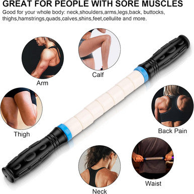 Igreely Premium Muscle Roller The Ultimate Massage Roller Stick 17 Inches Recommended By Physical Therapists Promotes Recovery Fast Relief For Cramps Soreness Tight Muscles-White