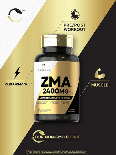 Carlyle ZMA Supplement for Men & Women 2400mg | 90 Count | Non-GMO Gluten Formula