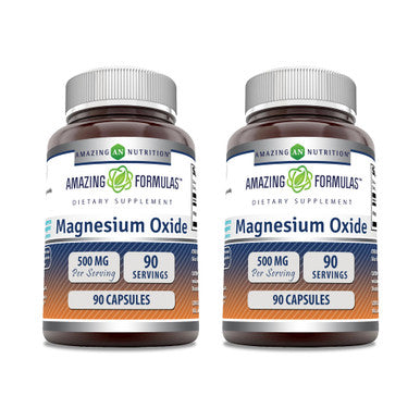 Amazing Formulas Magnesium Oxide 500 Mg Capsules Supplement | Non-Gmo | Gluten Free | Made In Usa (90 Count | 2 Pack)