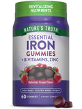 Nature's Truth Iron Gummies 60 Count Vegan NonGMO and Gluten Free Supplement with Zinc and B Vitamins Grape Flavor Vegan NonGMO and Gluten Free Supplement with Zinc and B Vitamins Grape Flavor