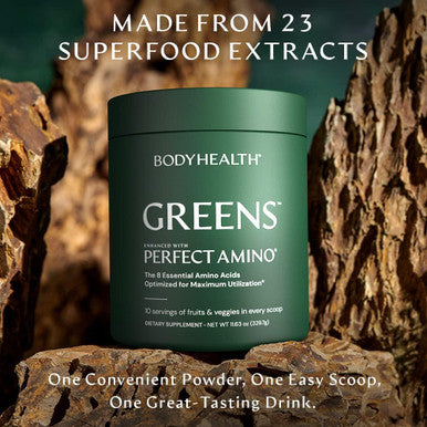 Bodyhealth Perfect Greens Formula (30 Svgs) Daily Superfood Green Apple Smoothie Powder With Vegetables, Fruit, Antioxidants, Prebiotics, Probiotics, Fiber, And Perfectamino Protein
