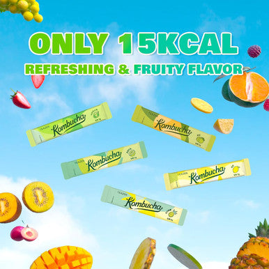 Teazen Kombucha Tea Tropical Zest Hydration Variety Pack - 20 Sticks 5 Flavor (Lemon Pineapple Korean Plum Shine Muscat Green Mandarin-Lime)
