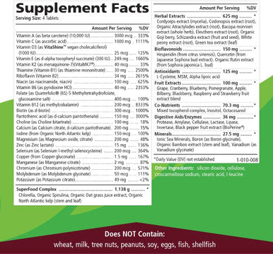 Pure Essence Labs LifeEssence Multivitamin for Women and Men - Natural Herbal Supplement - Vitamin D, Vitamin D3, Vitamin B12, Biotin with Whole Foods (240 Tablets)