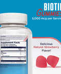 KAL Biotin Gummies 5,000 mcg | Healthy Hair Skin and Nail Support | Vegetarian | Strawberry | 60ct, 30 Serv.