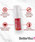 BetterYou Vitamin K2 and Vitamin D Spray Liquid Immune Support Supplement, 1000 IU Strength per Single Spray, 0.4 Fl Ounce (90 Sprays), Peppermint