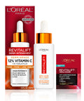 L'Oreal Paris Revitalift 12% Pure Vitamin C Serum Vitamin E Salicylic Acid Brightening 1 Oz + Moisturizer Sample