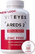 Viteyes AREDS 2 Zinc Macular Health Formula Capsules Natural Vitamin E No Zinc No Copper Eye Vitamin Smaller Capsules Vision Protection 180 Capsules