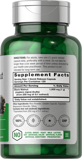 Black Walnut Hulls 1000 mg 120 Capsules