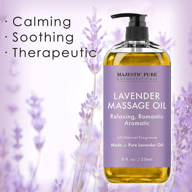 MAJESTIC PURE Lavender Massage Oil, Coconut Massage Oil, Rose Massage Oil, and Eucalyptus Mint Massage Oil (8 fl oz Each) Bundle