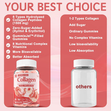 Sugar-Hydrolyzed Collagen Peptide Filled Gummies,Extra Strength 1500Mg Protein Type I,Ii,Iii,V,X With 5000Mcg Biotin Vitamin C A E D3 B6 B12 For Immune Digestion Skin Hair Nails Energy Bone Joint